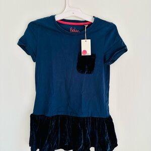 MINI BODEN * Velvet Ruffle Party Top Sz 11/12 - New